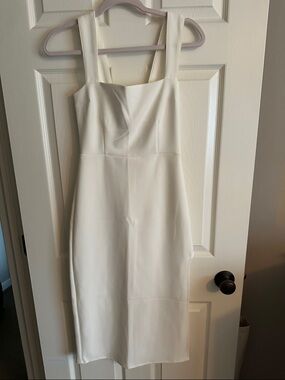 Abercrombie & Fitch Ivory Square-Neck Midi Dress